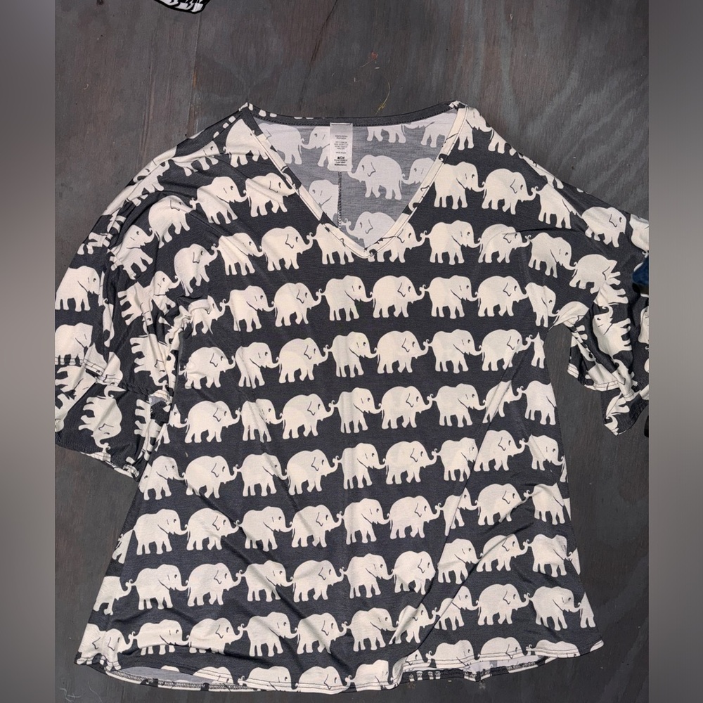 Elephant Print V-Neck Women's Top
